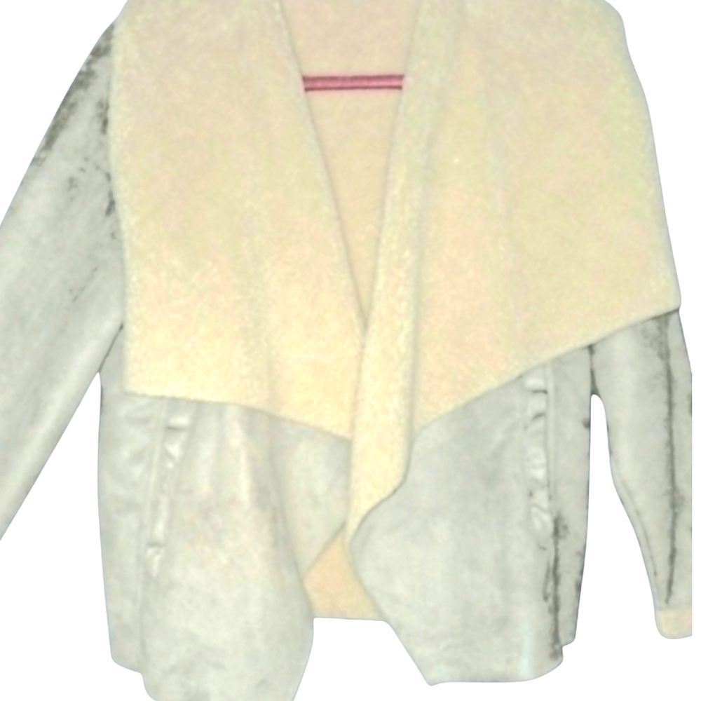 Lauren By Ralph Lauren Womens Faux Suede Shearling Jacket, Medium, Gray Beauty!